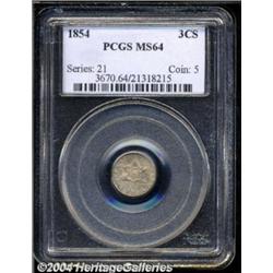 1854 3CS MS64 PCGS.