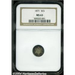 1871 3CS MS63 NGC.
