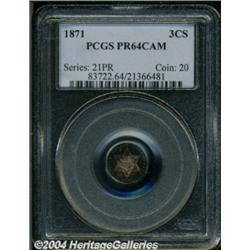 1871 3CS PR64 Cameo PCGS.