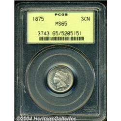 1875 3CN MS65 PCGS.