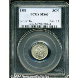 1881 3CN MS66 PCGS.