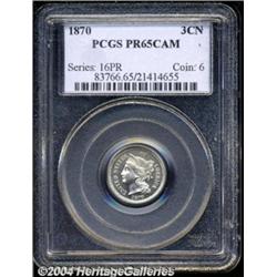 1870 3CN PR65 Cameo PCGS.