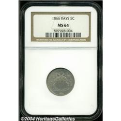 1866 5C Rays MS64 NGC.