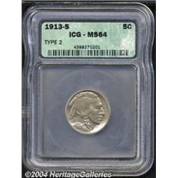 1913-S 5C Type Two MS64 ICG.