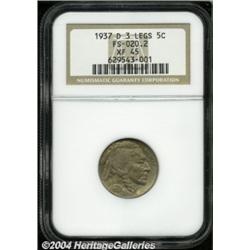 1937-D 5C Three-Legged XF45 NGC.