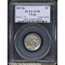 1937-D 5C Three-Legged AU50 PCGS.