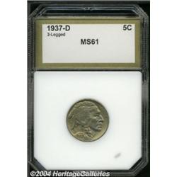 1937-D 5C Three-Legged AU58 PCGS.