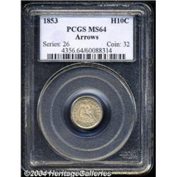1853 H10C Arrows MS64 PCGS.