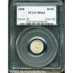 1858 H10C MS64 PCGS.