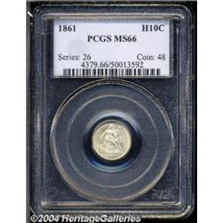 1861 H10C MS66 PCGS.