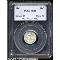 1861 10C MS65 PCGS.