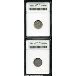 1867-S 10C XF40 ANACS,