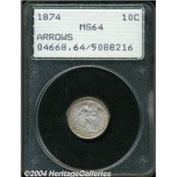 1874 10C Arrows MS64 PCGS.