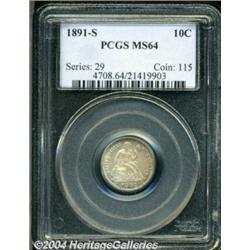 1891-S 10C MS64 PCGS.