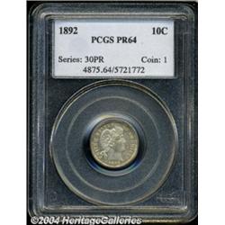 1892 10C PR64 PCGS.