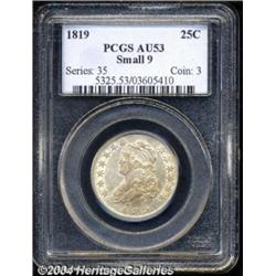 1819 25C Small 9 AU53 PCGS.