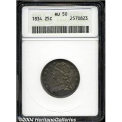 1834 25C AU50 ANACS.