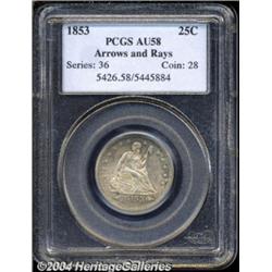 1853 25C Arrows and Rays AU58 PCGS.
