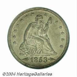 1853/4 25C Arrows and Rays MS63 PCGS.