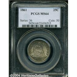 1861 25C MS64 PCGS.