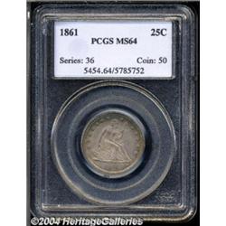 1861 25C MS64 PCGS.
