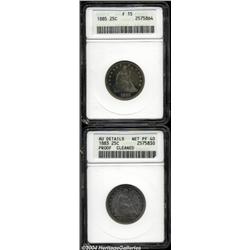 1885 25C Fine 15 ANACS,