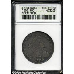 1806 50C Pointed 6, No Stem--Scratched--ANACS. XF Details, Net VF20.