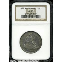 1839 50C No Drapery AU50 PCGS.