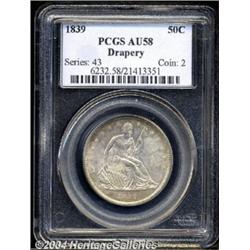 1839 50C Drapery AU58 PCGS.