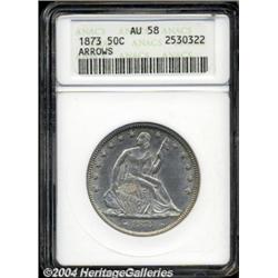 1873 50C Arrows AU58 ANACS.