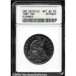1887 50C --Cleaned--ANACS. Unc Details, Net AU55.