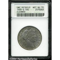 1905-S 50C --Cleaned--ANACS. Unc Details, Net AU55.
