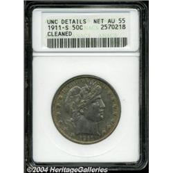 1911-S 50C --Cleaned--ANACS. Unc Details, Net AU55.