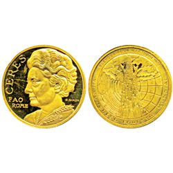 Indira Gandhi,  FAO,  Gold ‘Ceres’ Medal,  3.2g (1/10th ounce)