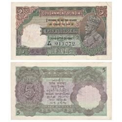 George V,  Rupees 5,  2nd issue,  1933