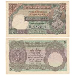 George V,  Rupees 5,  2nd issue,  1934