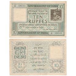 George V,  Rupees 10,  1st issue,  1923