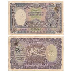 George VI,  Rupees 1000,  1938,  Bombay,  signed by J. B. Taylor