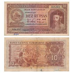 Indo-Portuguese,  Dez (10) Rupias,  6th issue,  1945