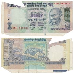 Rupees 100,  signed Y. V. Reddy,  2007,  Error