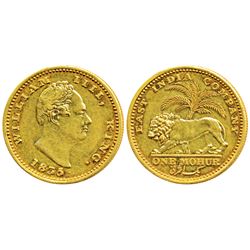 William IV,  Proof Restrike Gold Mohur,  1835,  Calcutta Mint