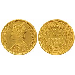 Victoria Empress,  Gold Mohur,  1879,  Bombay Mint