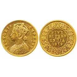 Victoria Empress,  Gold Rupees 5,  1879