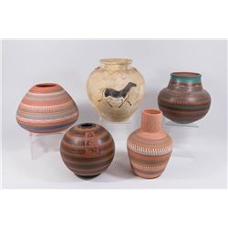 5 Native American Vases