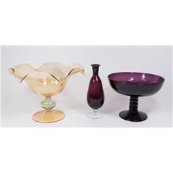 3 Murano Style Glass Pieces