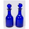 Image 1 : Pair Cobalt Sandwich Glass Bottles