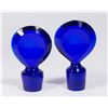 Image 2 : Pair Cobalt Sandwich Glass Bottles