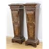 Image 1 : Pair Inlaid Wood Marble-Top Pedestals