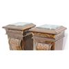 Image 2 : Pair Inlaid Wood Marble-Top Pedestals