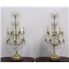 Image 1 : Pair Bronze & Crystal 12-Light Candelabra
